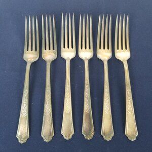1847 Rogers Bros Silverplate Flatware Ancestral Pattern - Set of 6 Dinner Forks